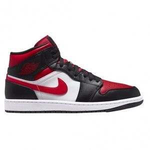 Jordan 1 mids white black & red
